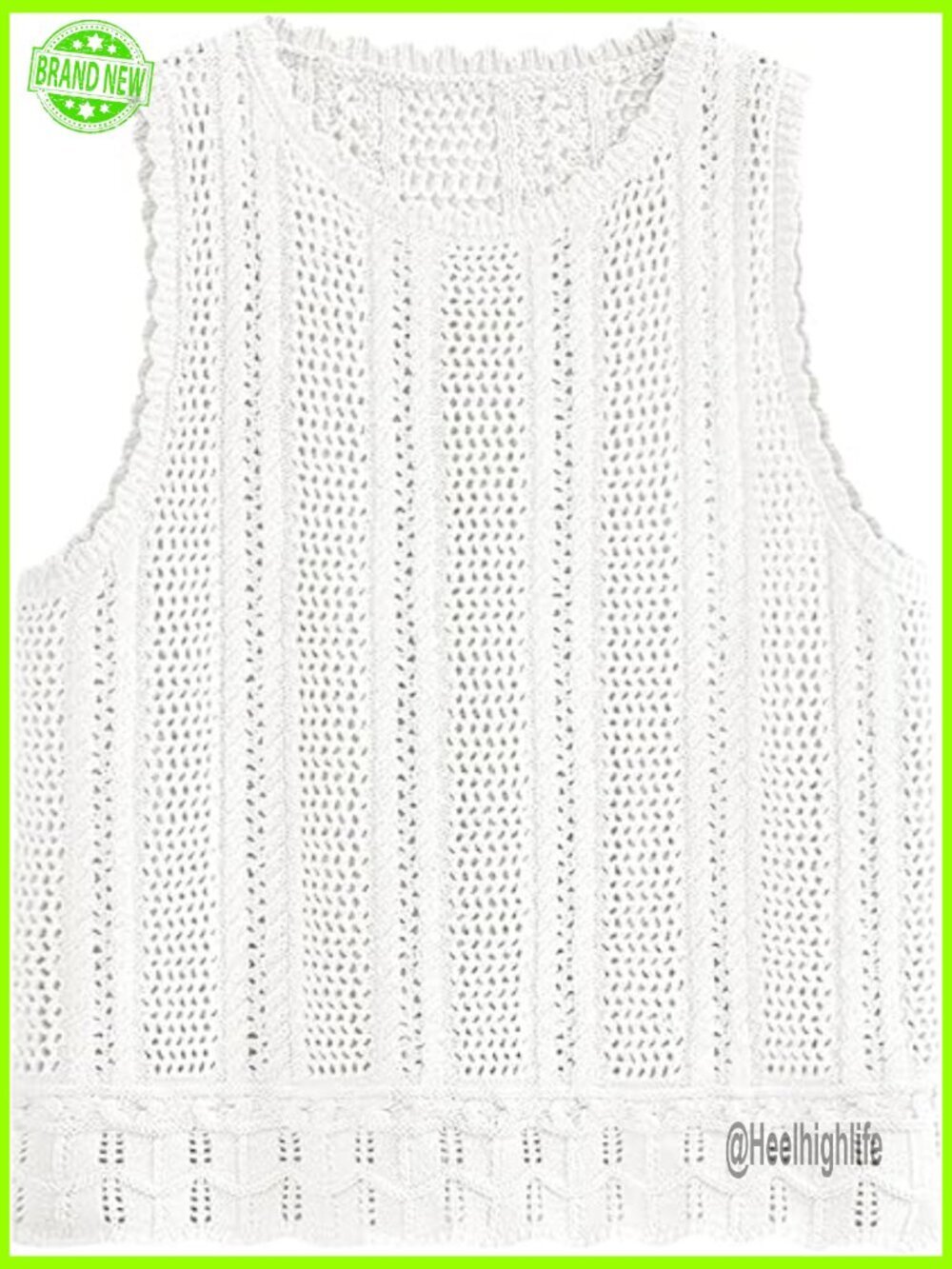 Crochet Sleeveless Sweater Tank Top Lightweight Beach Coverup